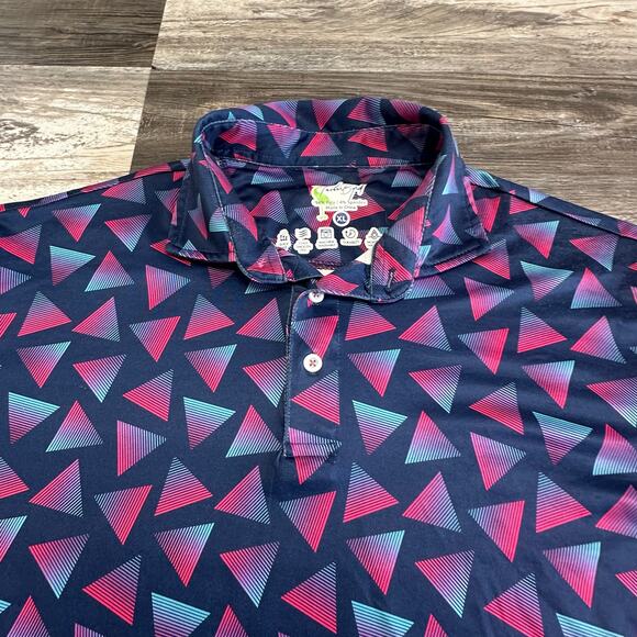 Tailor Byrd Navy Bue Purple Men XL Geometric Patterned Golf Polo Shirt‎ Wicking - Picture 1 of 10